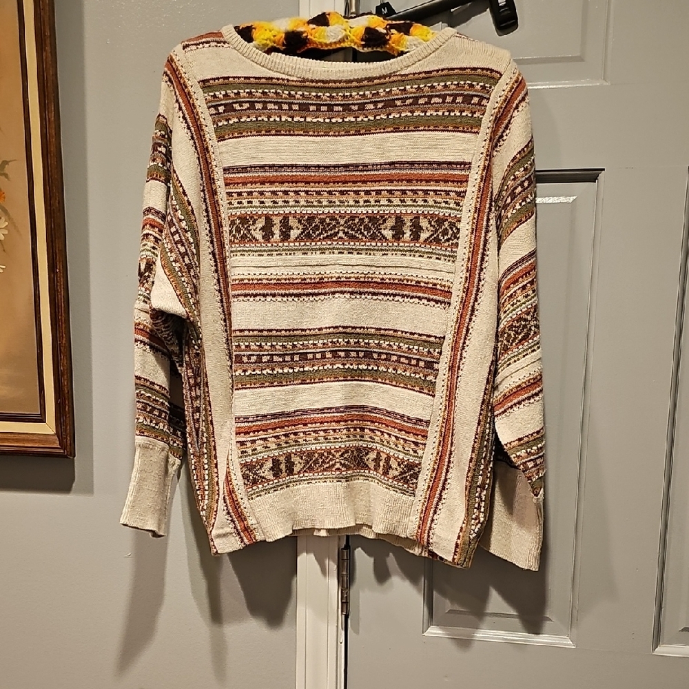VINTAGE Chaps Sweater Aztec Striped Women Size Large Bohemian